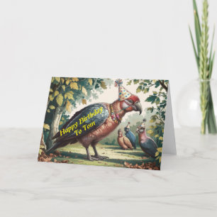 Cartão Curassows vestindo chapéus de aniversário e aniver