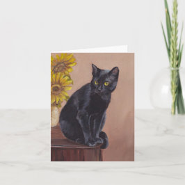 Cartão Curious Cat Black Kitty Art Note Card
