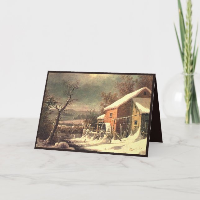 Cartão Currier & Ives winter spring greeting card (Frente)