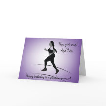 Curvy Girl Runner with Plait Birthday Card
