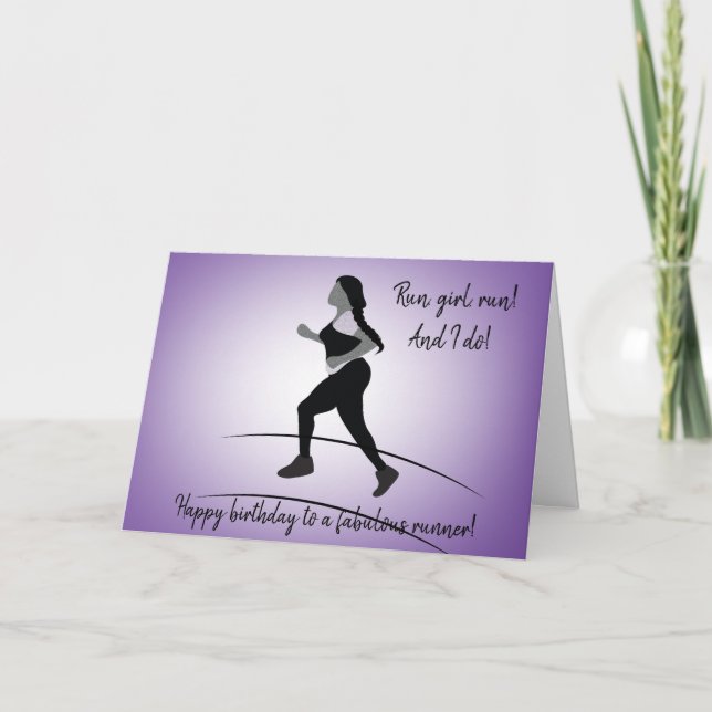 Cartão Curvy Girl Runner with Plait Birthday Card (Frente)