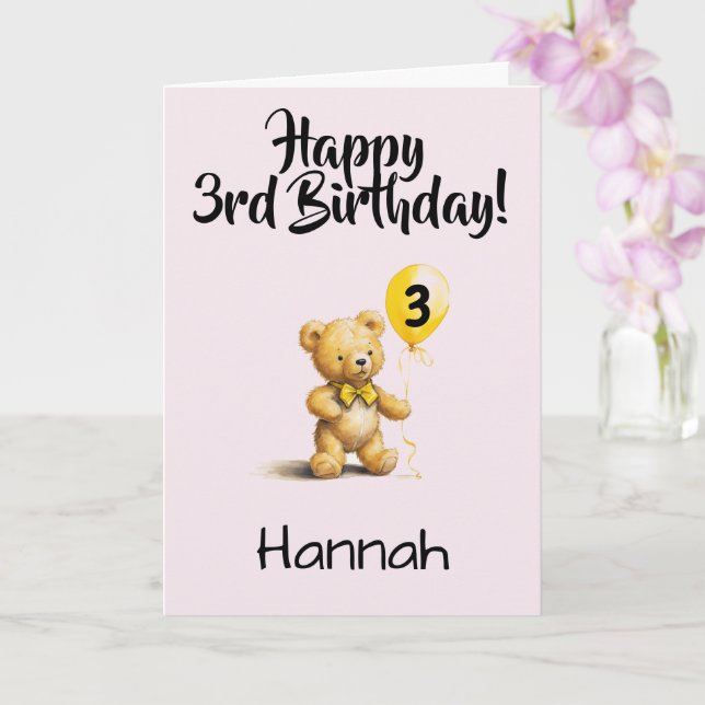 Cartão Custom 3rd Birthday Congratulations, Personalized (Orquídea)