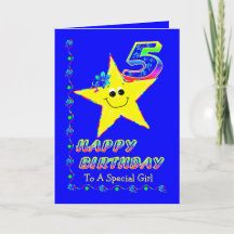 Custom 5th Birthday Stars for Girls
