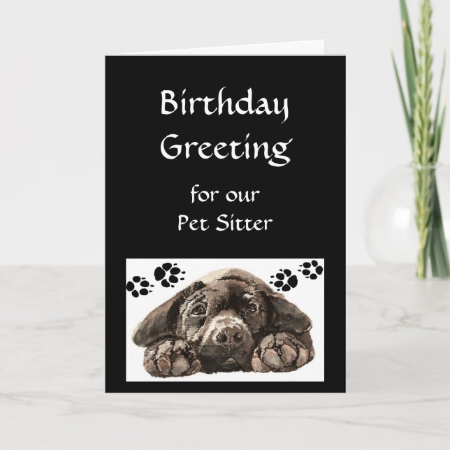 Cartão Custom Birthday Greeting, Pet, Dog Sitter (Frente)