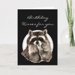 Cartão Custom Birthday Kisses for Friend Cute Raccoon<br><div class="desc">Great for animal,  nature and especially raccoon fans, .</div>