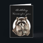 Cartão Custom Birthday Kisses for Friend Cute Raccoon<br><div class="desc">Great for animal,  nature and especially raccoon fans, .</div>