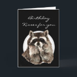 Cartão Custom Birthday Kisses for Friend Cute Raccoon<br><div class="desc">Great for animal,  nature and especially raccoon fans, .</div>