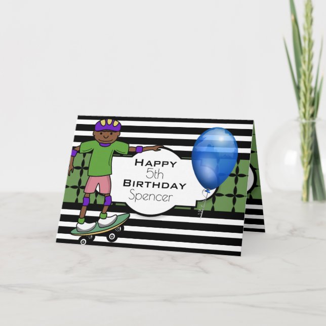 Cartão Custom Birthday w/Skateboarder (Frente)