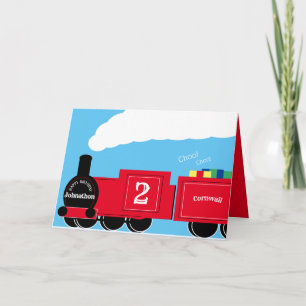 Cartão Custom boy 2nd birthday train