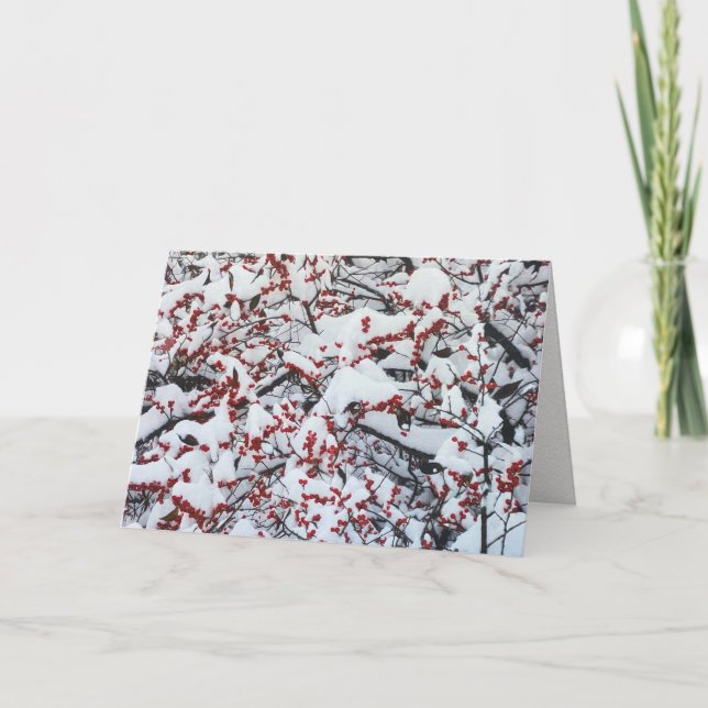 Cartão Custom Business Snow Branches Berries Holiday (Frente)