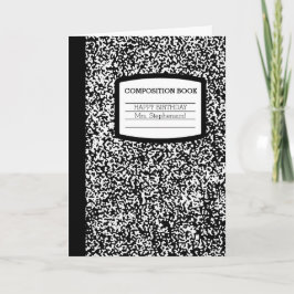 Cartão Custom Composition Book School Teacher Birthday