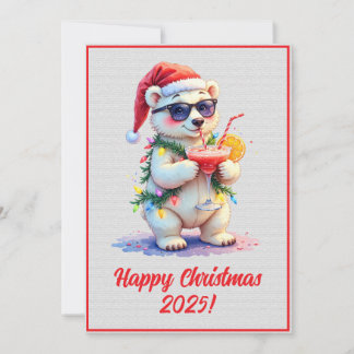 Cartão Custom Digital Christmas Polar Bear Cub Xmas