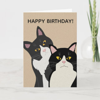 Cartão CUSTOM Dois Gatos Feliz Aniversário