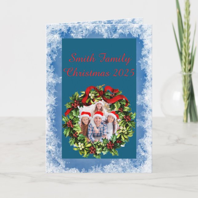 Cartão Custom Family Photo Christmas Card (Frente)