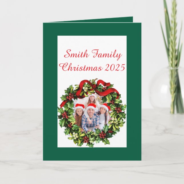 Cartão Custom Family Photo Christmas Card (Frente)