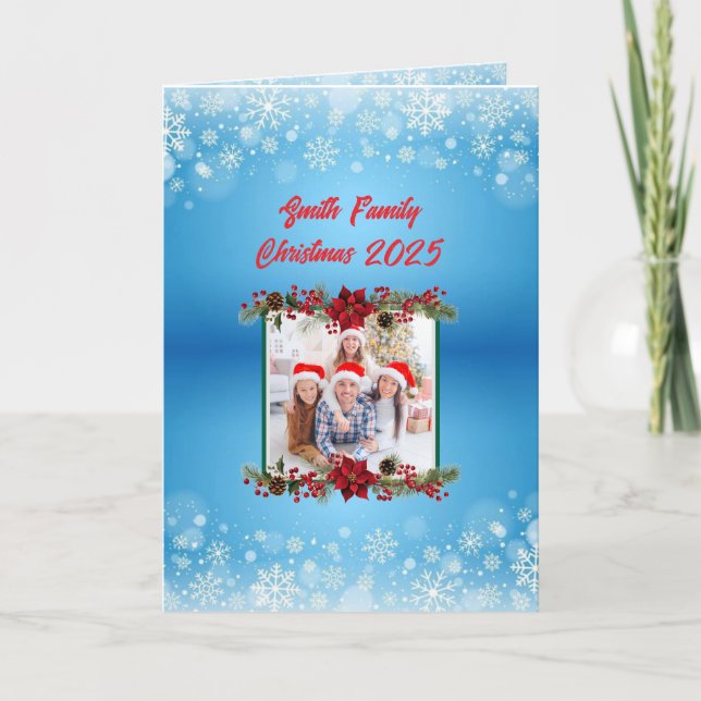 Cartão Custom Family Photo Christmas Card (Frente)