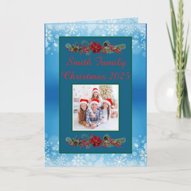 Cartão Custom Family Photo Christmas Card (Frente)
