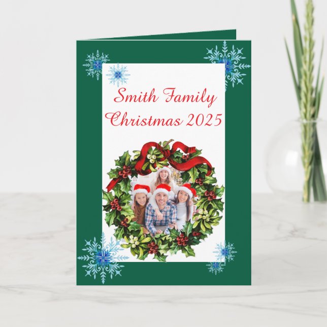 Cartão Custom Family Photo Christmas Card (Frente)