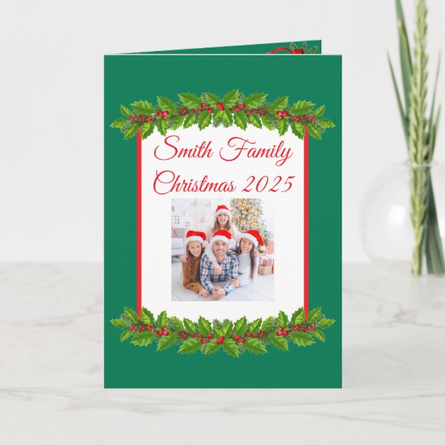 Cartão Custom Family Photo Christmas Card (Frente)