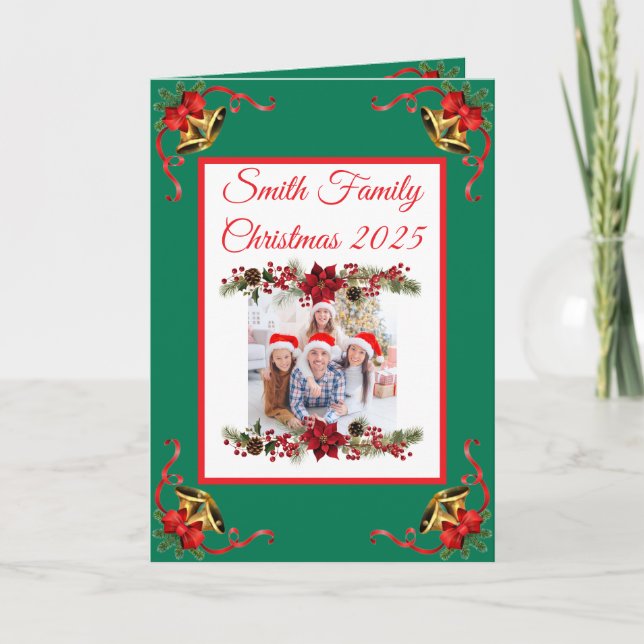 Cartão Custom Family Photo Christmas Card (Frente)