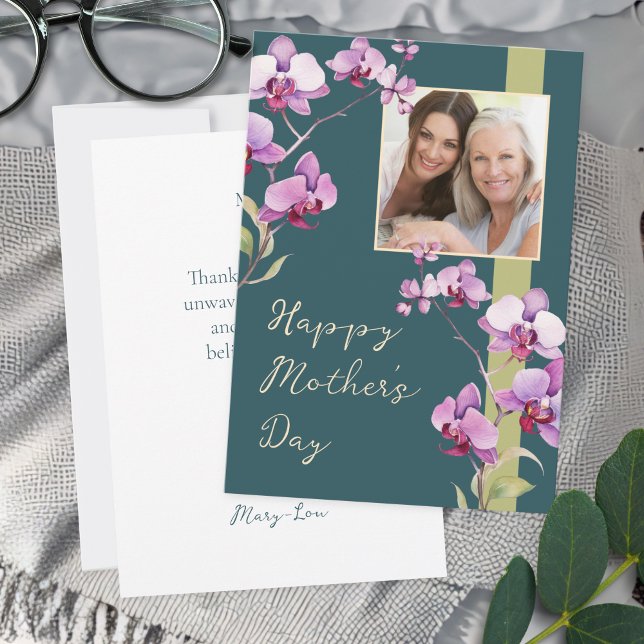 Cartão Custom Floral Mother's Day Photo card (Criador carregado)