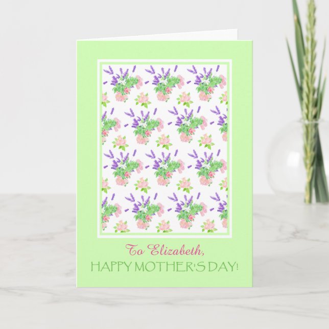 Cartão Custom Front Pretty Floral Mother's Day Greeting (Frente)