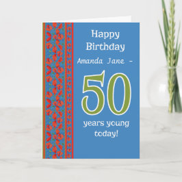 Cartão Custom Front Red Field Poppies 50th Birthday Card