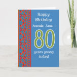 Cartão Custom Front Red Field Poppies 80th Birthday Card<br><div class="desc">A chic 80th Birthday Card to personalize,  with a border of Scarlet Field Poppies on a Royal Blue background. Part of the Posh & Painterly 'Poppy Fields' collection. This design will fit all Greeting Card sizes.</div>