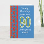 Cartão Custom Front Red Field Poppies 90th Birthday Card<br><div class="desc">A chic 90th Birthday Card to personalize,  with a border of Scarlet Field Poppies on a Royal Blue background. Part of the Posh & Painterly 'Poppy Fields' collection. This design will fit all Greeting Card sizes.</div>