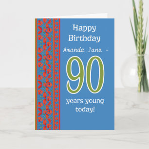 Cartão Custom Front Red Field Poppies 90th Birthday Card