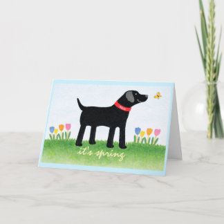 Cartão Custom Funny Black Dog Spring Greeting Card