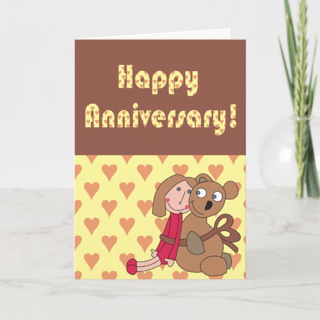 Cartão Custom Happy Anniversary Card, Cute Love  Card (Frente)