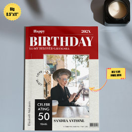 Cartão Custom Happy Birthday Photo Magazine Cover Card 