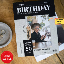 Cartão Custom Happy Birthday Photo Magazine Cover Card 