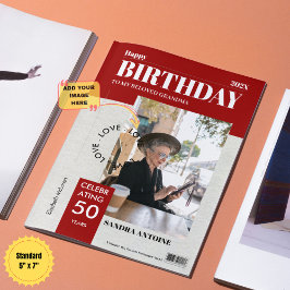 Cartão Custom Happy Birthday Photo Magazine Cover Card