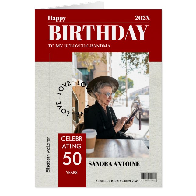 Cartão Custom Happy Birthday Photo Magazine Cover Card (Frente)