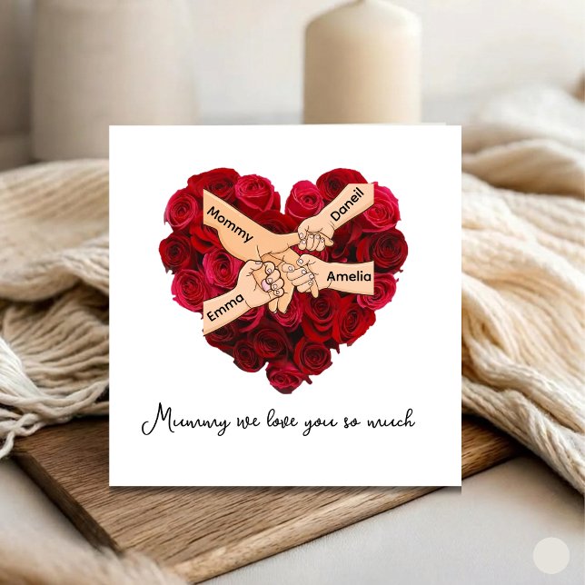 Cartão Custom Mommy From Kids Love Heart Mother's Day (Criador carregado)