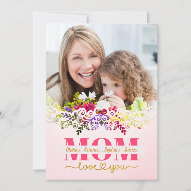 Cartão Custom Mother's Day I Photo & Personal Message (Frente)
