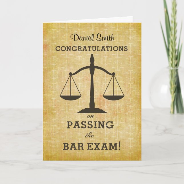 Cartão Custom Name Congratulations Passing Bar Exam (Frente)