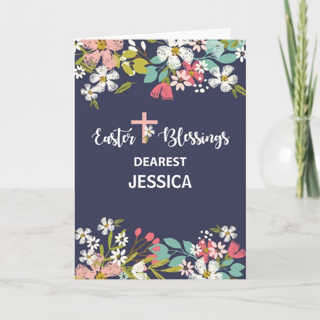Cartão Custom Name Easter Blessings of Risen Christ (Frente)
