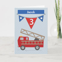 Custom Name Jacob 3rd Birthday Firetruck