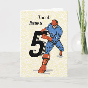 Cartão Custom Name, Jacob, 5th Birthday Superhero