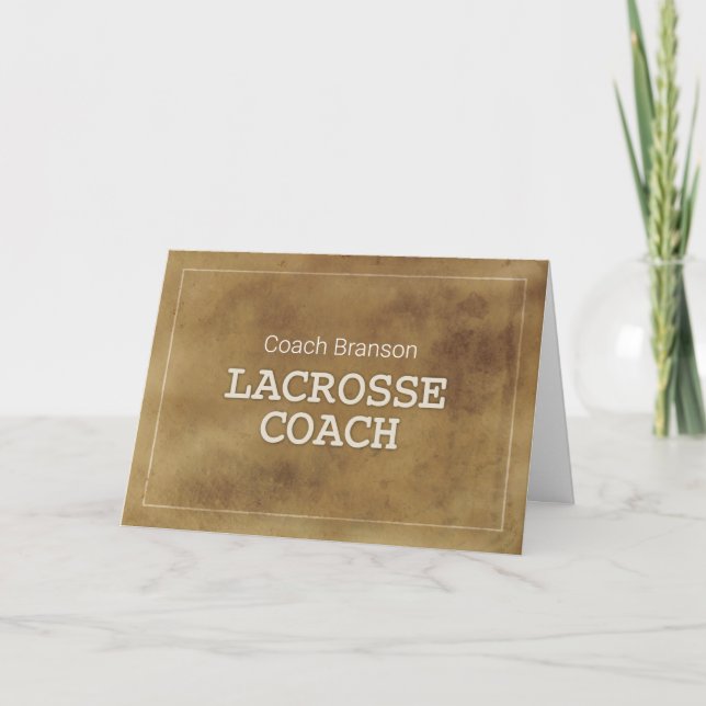 Cartão Custom Name Lacrosse Coach Thanks Definition (Frente)