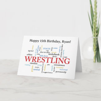Cartão Custom Name Wrestling Birthday Word Cloud