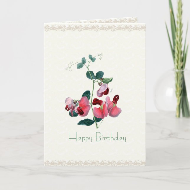 Cartão Custom Occasion Pink Sweet Pea Card (Frente)