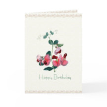 Custom Occasion Pink Sweet Pea Card