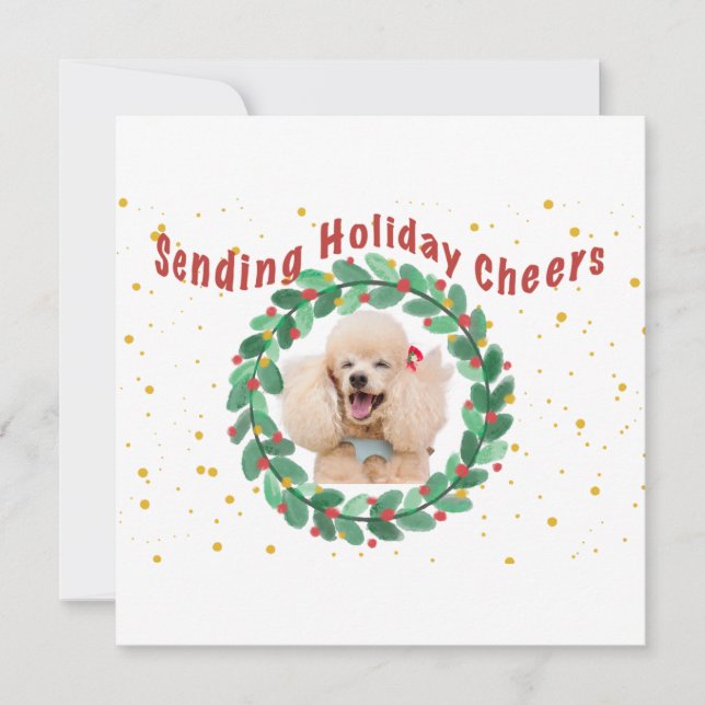 Cartão Custom Photo Christmas Card with  Wreath (Frente)