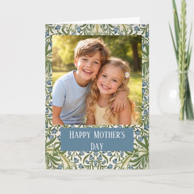 Cartão Custom Photo Happy Mother’s Day floral (Frente)