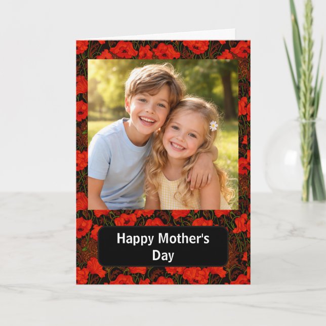 Cartão Custom Photo Happy Mother’s Day floral Poppies (Frente)