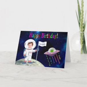 Cartão Custom Photo Spaceman Birthday